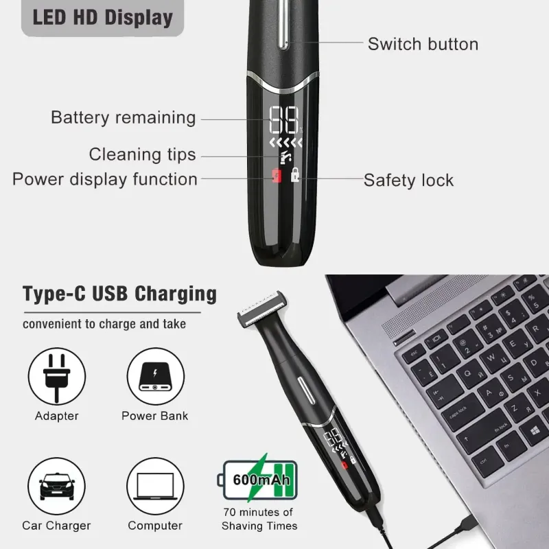 4 in 1 Womens Electric Razor, Hair Removal for Eyebrow Face Nose Legs Underarms and Bikini Line,Wet and Dry