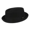 GEMVIE Men Women 100% Wool Felt Crushable Porkpie Fedora Hat Vintage Curved Brim Pork Pie Wool Hat Autumn Winter