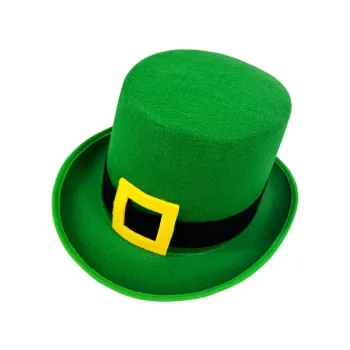 Homburg Party Hat Leprechaun Green Trim Top Hat Green Porkpie Hat for Boy Men Club Irish Holiday Accessories