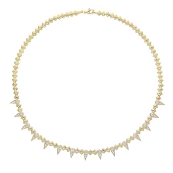 2025 New Cool Women Jewelry Gold Color Rock Punk CZ Paved Spike Geometric Charm Chain Necklace