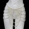 Fashionable multi-layer tassel retro style imitation pearl waist chain banquet charm women's body chain jewelry