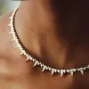 2025 New Cool Women Jewelry Gold Color Rock Punk CZ Paved Spike Geometric Charm Chain Necklace