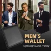 YATBEST Men's Wallet Three Fold Large Capacity 100% Genuine Leather RFID Anti Theft Brush With Coin Pocket Minimalist Money Bag