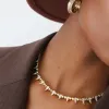 2025 New Cool Women Jewelry Gold Color Rock Punk CZ Paved Spike Geometric Charm Chain Necklace