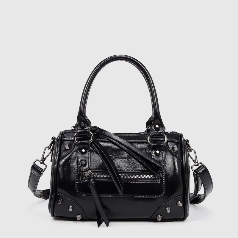 European and American Fashion Rivets Large Capacity Pillow Bag Bowling Motorcycle Handbag Single Shoulder Crossbody Women's Bag