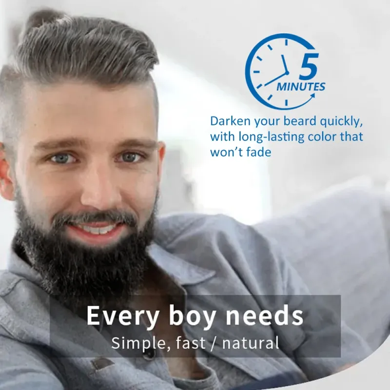 Men's Black Beard Dye Cream With Comb Fast Coloring Beard & Hair Dye Shampoo Cover White Grey Permanent Beard Care Tint Cream