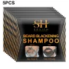 5PCS Natural Beard Hair Dye Shampoo Portable 5 Minute Instant Blackening Color Tint Cream Moustache Shampoo For Men