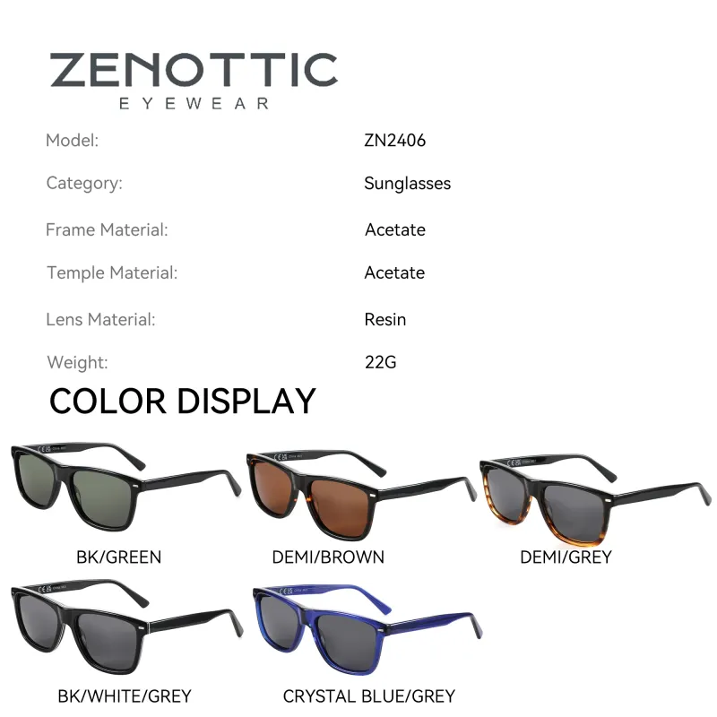 ZENOTTIC Trendy Polarized Sunglasses UV400 Protection Acetate Square Sun Glasses Classic Design Shade for Women Men