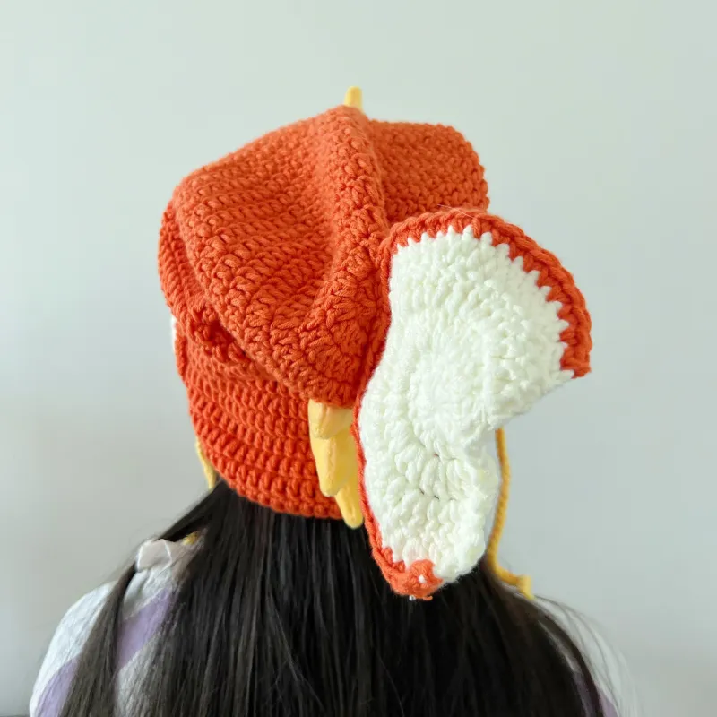 Handmade Wool Crocheted Carp Head Hat Funny Fish King Warm Pile Hat Adult Unisex Knitted Hat
