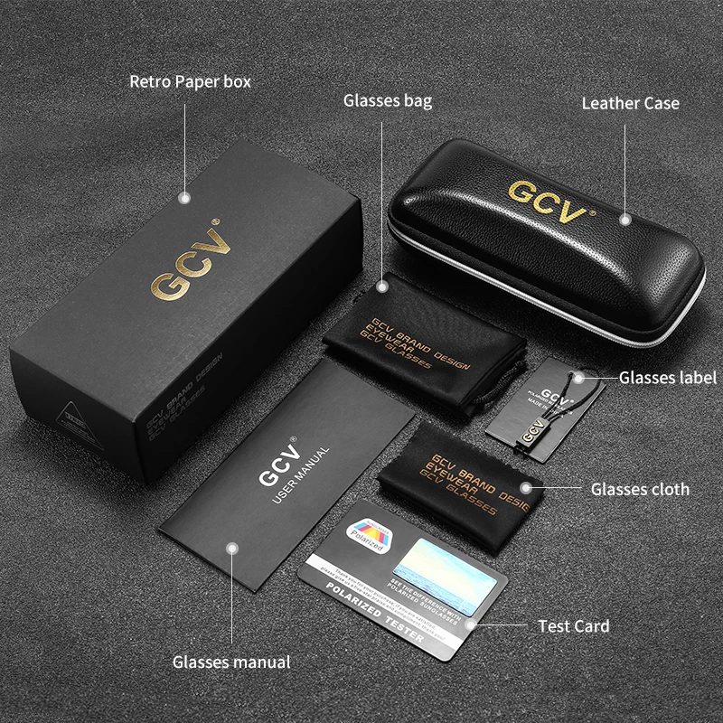 GCV Brand Acetate Cat Eye Polarized Sunglasses Women Fashion Outdoors Eyewear Uv400 Ultraviolet-Proof Quality Of Luxury Goods