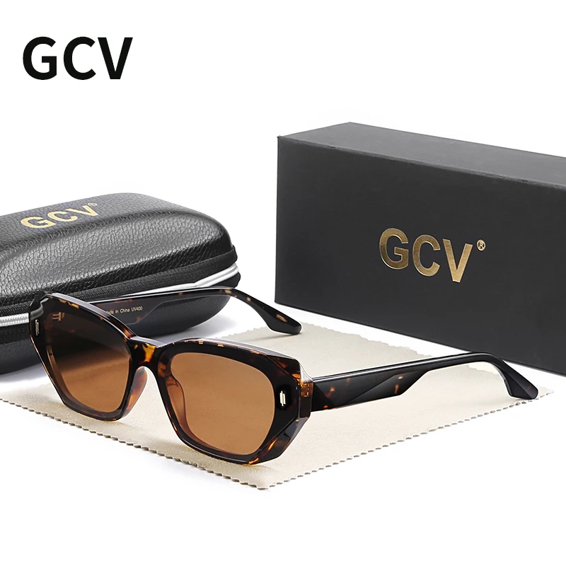 GCV Brand Acetate Cat Eye Polarized Sunglasses Women Fashion Outdoors Eyewear Uv400 Ultraviolet-Proof Quality Of Luxury Goods