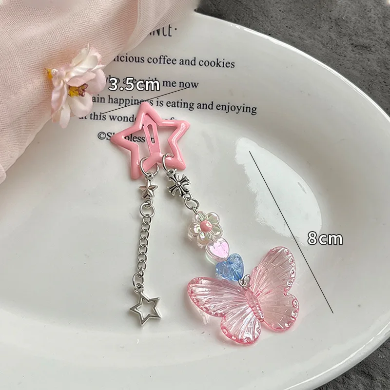 Cute Butterfly Star Tassel Hair Clips Women Crystal Girls Lovely Children Sweet Slid Clip Hairpins Flowers Kids Hair Accessories