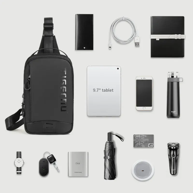 Tigernu Chest Bag For Men Cool Style Men Shoulder Bag 9.7inch IPad Bag Casual Male Crossbody Bag Lightweigt Mini Bags