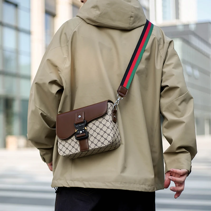 Fashionable Jacquard Pattern Men's Crossbody Bag High-End Casual Shoulder Bag for Commuting Business Waterproof Daily Sling Bag