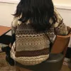 Vintage Sweaters Women Pullover Winter Striped Jumpers Korean Style Loose Pullover Knitwear Casual Loose Sweater Pull Femme