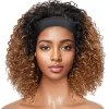 220% Density Glueless Human Hair Wigs for Women Short Curly Headband Wig Ombre 1B 30 Jerry Curly Wear Go Wig Ginger Brown Bobbi