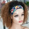 220% Density Glueless Human Hair Wigs for Women Short Curly Headband Wig Ombre 1B 30 Jerry Curly Wear Go Wig Ginger Brown Bobbi