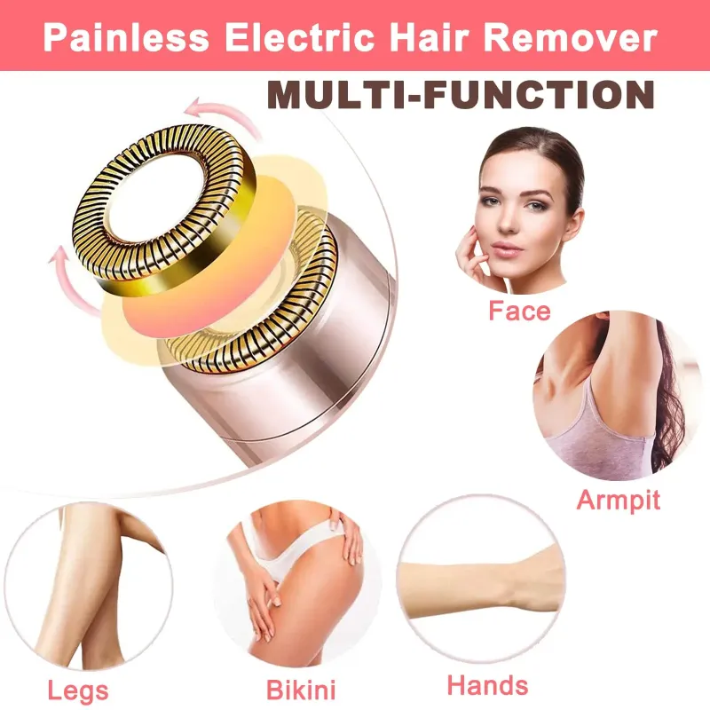 Finishing Touch Hair Remover Electric Razor for Women with LED Light Instant and Painless Portable Lipstick Hair Removal Tools