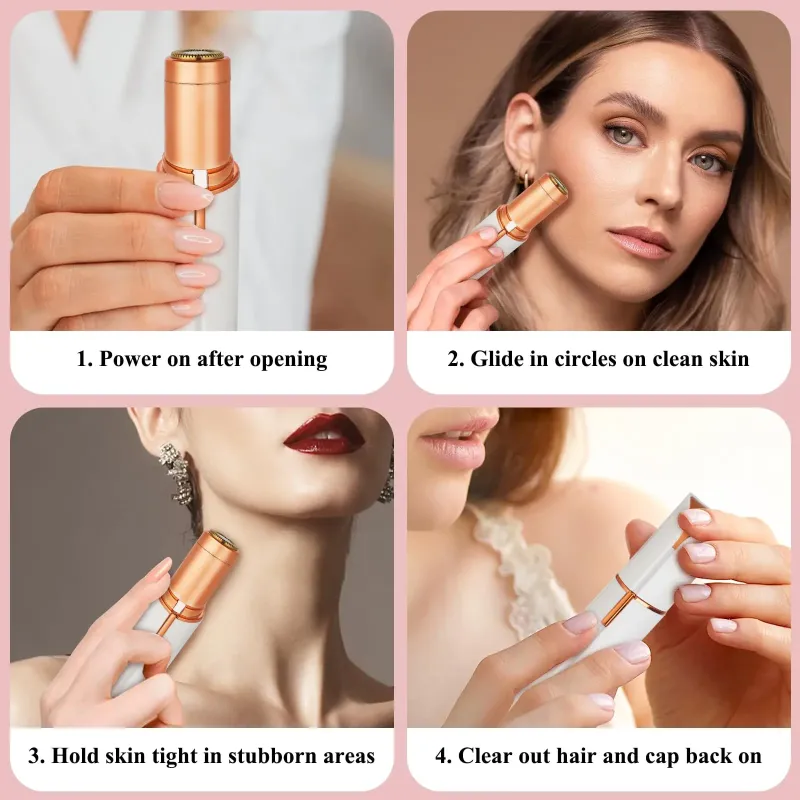 Finishing Touch Hair Remover Electric Razor for Women with LED Light Instant and Painless Portable Lipstick Hair Removal Tools