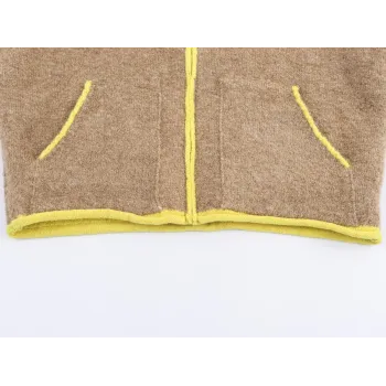 2025 Autumn New Women's Casual Fashion Simple Lazy Style Loose Color Block Layered Knitted Bomber Jacket Short Outerwear