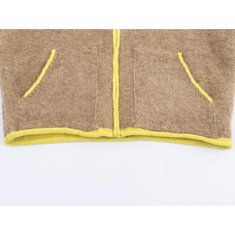 2025 Autumn New Women's Casual Fashion Simple Lazy Style Loose Color Block Layered Knitted Bomber Jacket Short Outerwear