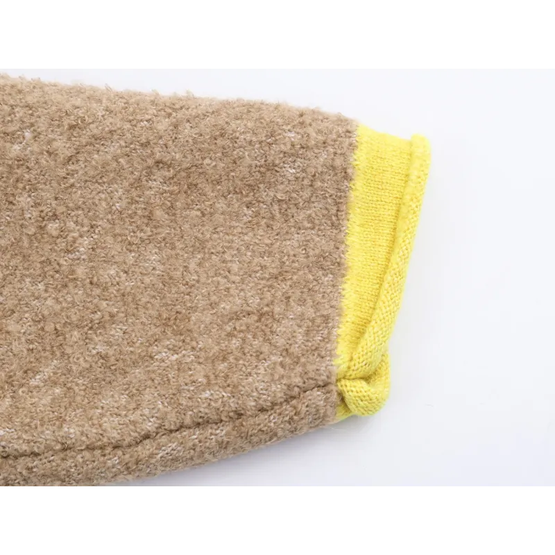 2025 Autumn New Women's Casual Fashion Simple Lazy Style Loose Color Block Layered Knitted Bomber Jacket Short Outerwear