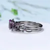 Elegant women's retro style purple gemstone ring gun black rose branch cross two-piece set classic wedding fashion jewelry