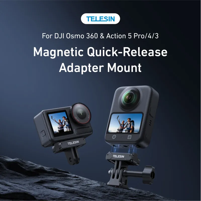 TELESIN Magnetic Two Claw Adapter Action Camera Accessories For DJI OSMO 360 Qucik Release Aluminium Alloy Dual Claw Interface