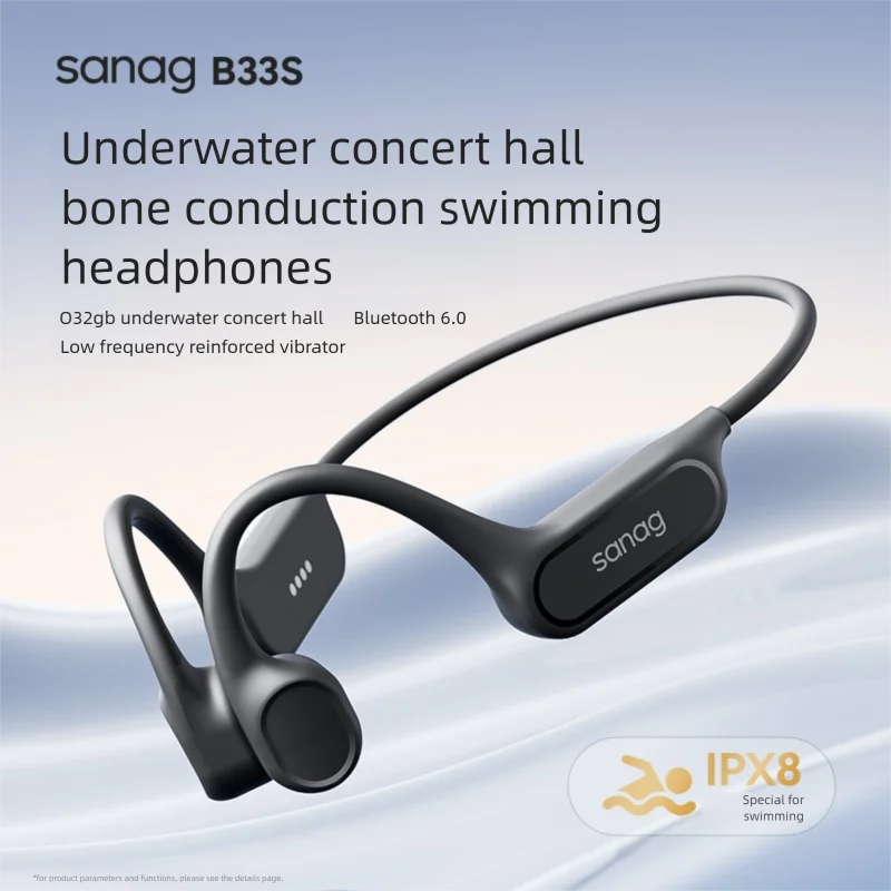 Sanag B33S Bone Conduction Bluetooth Earphones Open Ear IPX8 Swimming Headphones Choice 32GB Memory Wireless Headset MP3 Earbuds