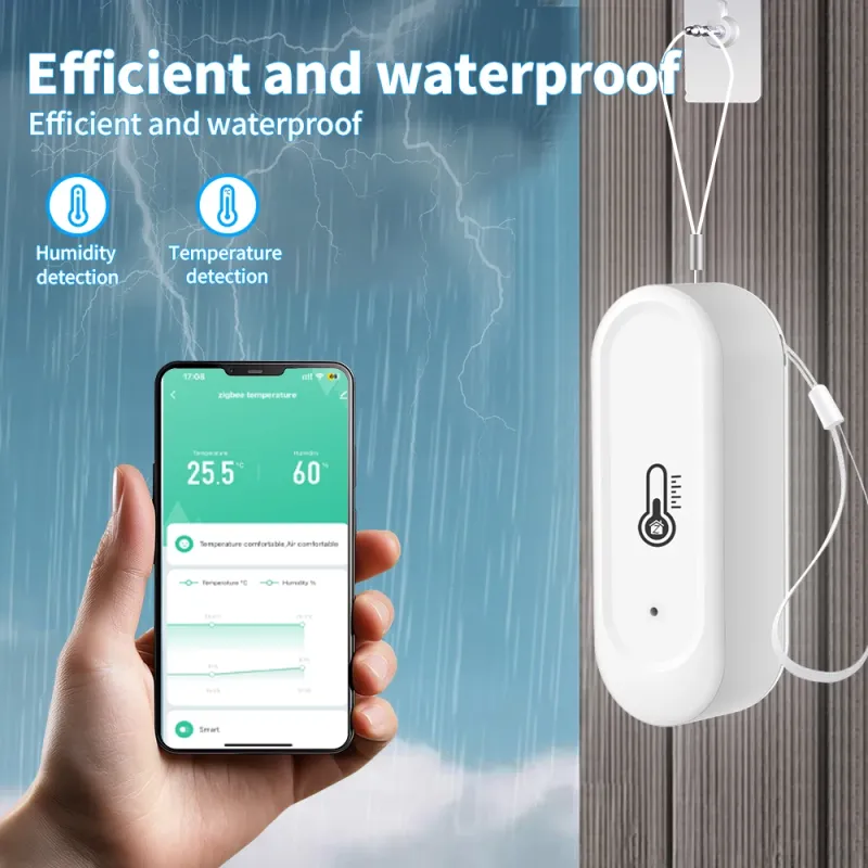 Zigbee IP65 outdoor temperature and humidity sensor battery powered Smart Life APP Remote Alexa Google voice control
