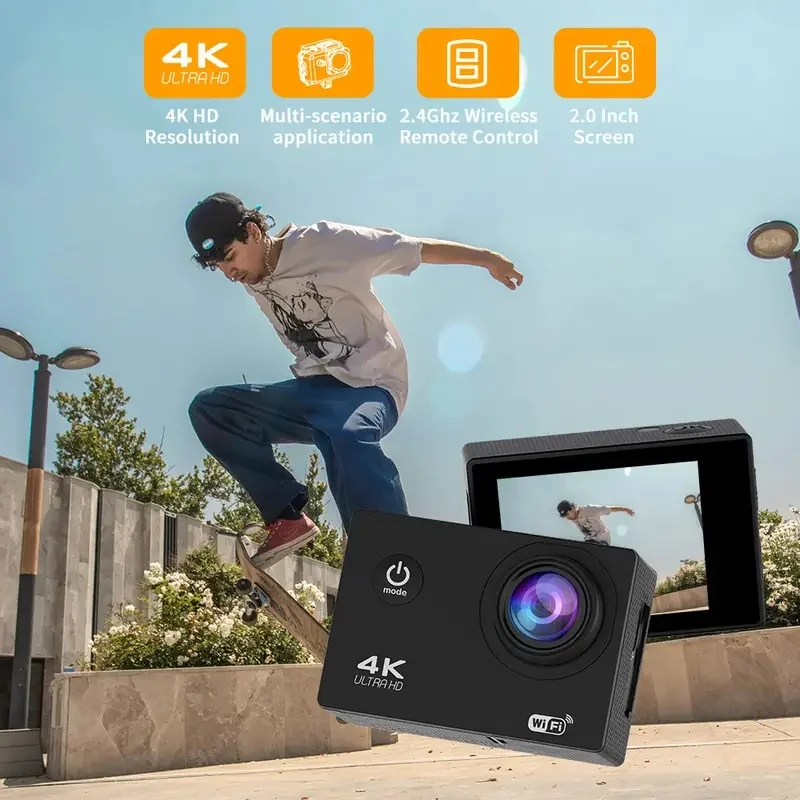 4K Action Camera 120° Wide Angle WiFi APP Control for Diving Skiing and Other Outdoor Shooting Scenarios Support