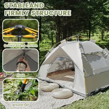 Lightweight Khaki Pop-Up Camping Tent Portable Folding Shelter for Hiking Camping Road Trips & Beach|Sunshade with Instant Setup