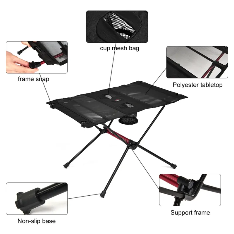 WIDESEA Portable Folding Camping Table with Cup Holders & Mesh Pocket Lightweight Outdoor Picnic Table for Hiking Travel Beach