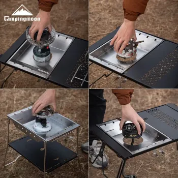 CAMPINGMOON CK-25PG Stainless Steel Korean Style Furnace Plate Frame Camping Sinking Windproof IGT One Unit Furnace Plate