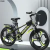 PUOU Children's Mountain Bike with Gears 20-inch Student Bike 22-inch Geared Bike 24-inch Mountain Bike Children's Bicycle