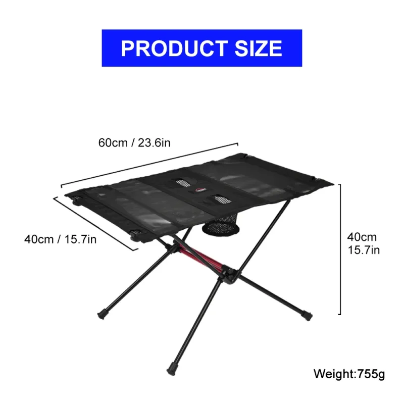 WIDESEA Portable Folding Camping Table with Cup Holders & Mesh Pocket Lightweight Outdoor Picnic Table for Hiking Travel Beach
