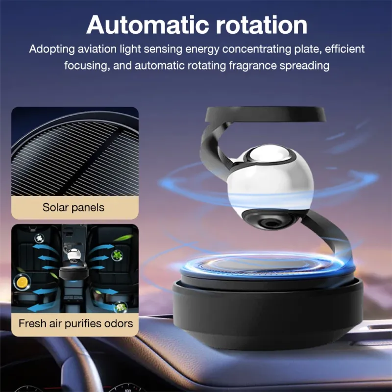 Solar Car Air Freshener Automatic Rotation Dashboard Fragrance Car Perfume Deodorant Oil Diffuser Auto Interiors Accessories