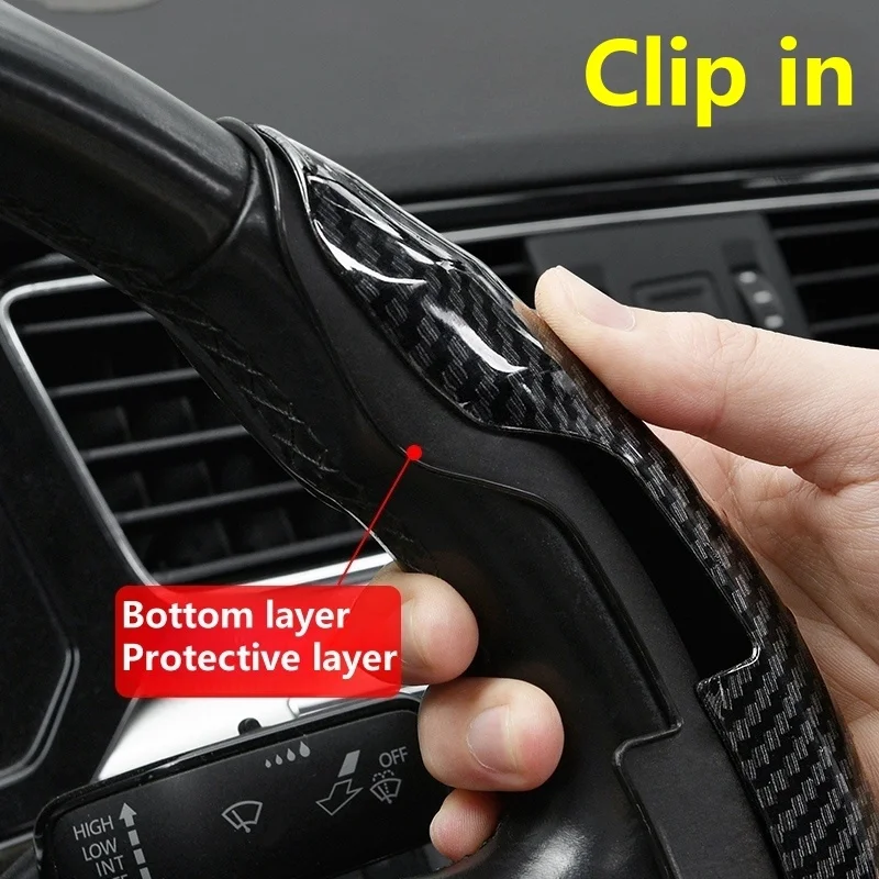 For Ford Explorer Escape Mustang Edge Fiesta Focus Kuga Edge EcoSport Ranger Transit Car Carbon Fiber Steering Wheel Cover