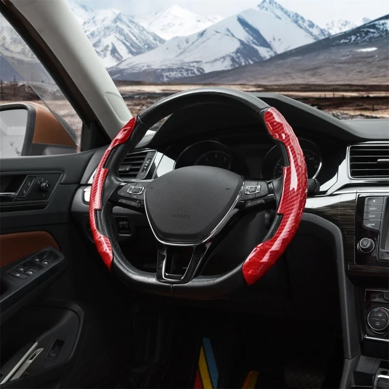 For Ford Explorer Escape Mustang Edge Fiesta Focus Kuga Edge EcoSport Ranger Transit Car Carbon Fiber Steering Wheel Cover