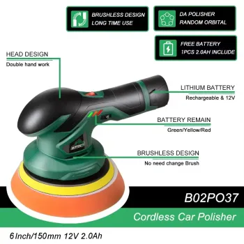 BATOCA Cordless 12V Car Polisher Dual Action Wireless Car Polishing Machine Electric Polish Machines Adjustment Power Tools