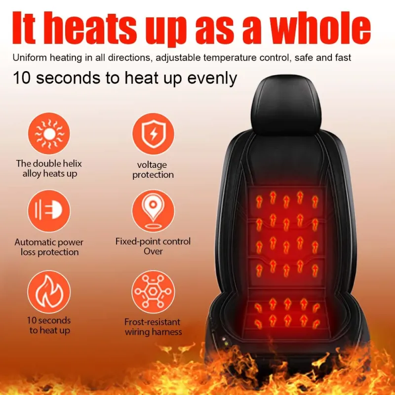 12-24V Car Heated Seat Cushion Warm Winter Universal Fast Heating Pad Seat Covers Swan Velvet Seat Protector for Tesla Benz etc.