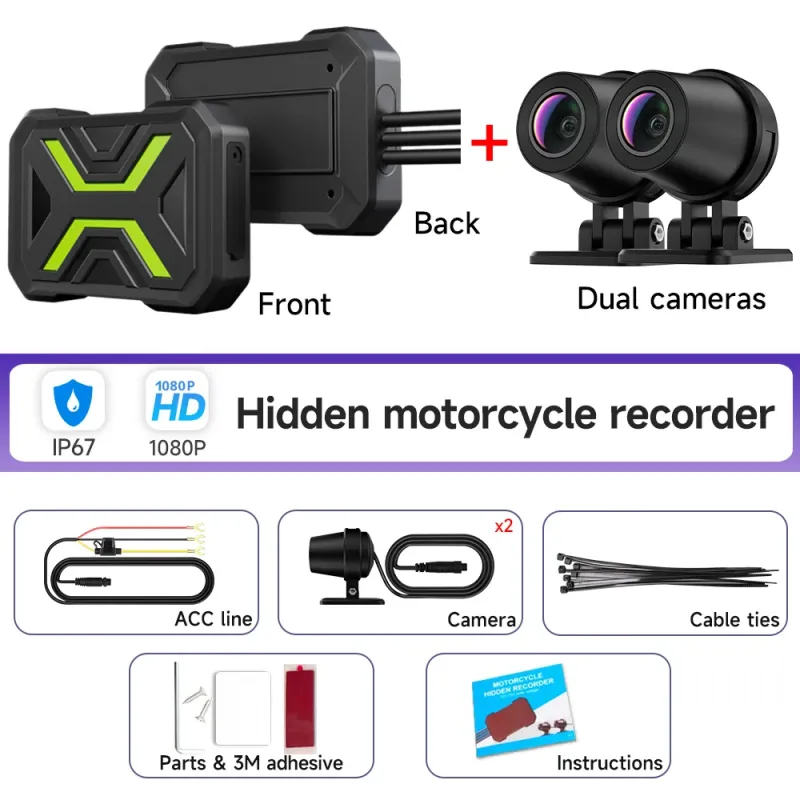 Dual 1080P Motorcycle DVR WiFi Smart Connect Front & Rear Waterproof Camera Recorder Motor Night Vision Motorcycles Dash Cam
