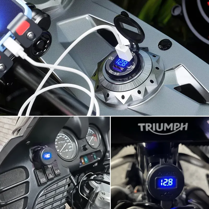 30W QC3.0 USB Type C PD Fast Charger Power Adapter Hella DIN Plug Socket For BMW R1250 1300GS For Ducati For Triumph Motorcycle