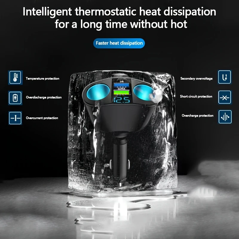 Dual USB Digital PD Car Charger Is Suitable for Charging Multiple Devices Simultaneously