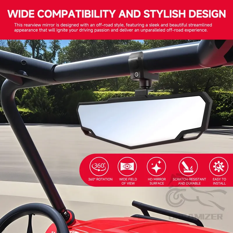 1.75-2 Inch UTV ATV Adjustable Rearview Mirror All-terrain Vehicle For Polaris RZR Center Rear View Mirror Exterior Accessories