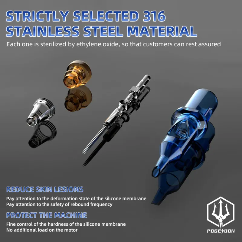 POSEIDON PRO MAX 100PCS Mixed Needle Professional Tattoo Cartridge Needles Membrane Safety Cartridges Disposable Tattoo Needle