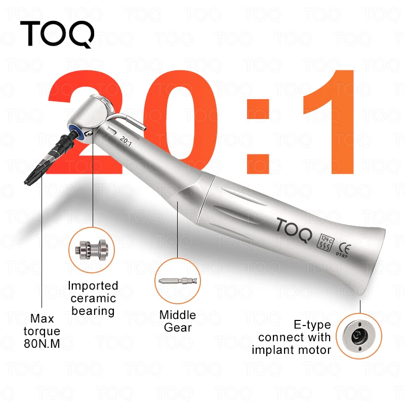 Dental SG20 20:1 Implant Contra Angle Slow Low Speed Handpiece Fit for E Type Dental Implant Micromotor