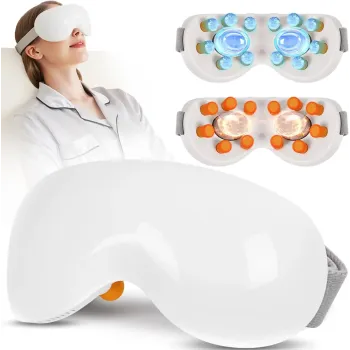 Eye Massager with Heat and Cooling 12 Vibration Node Rechargeable Eye Care Device with Bluetooth for Puffiness and Improve Sleep