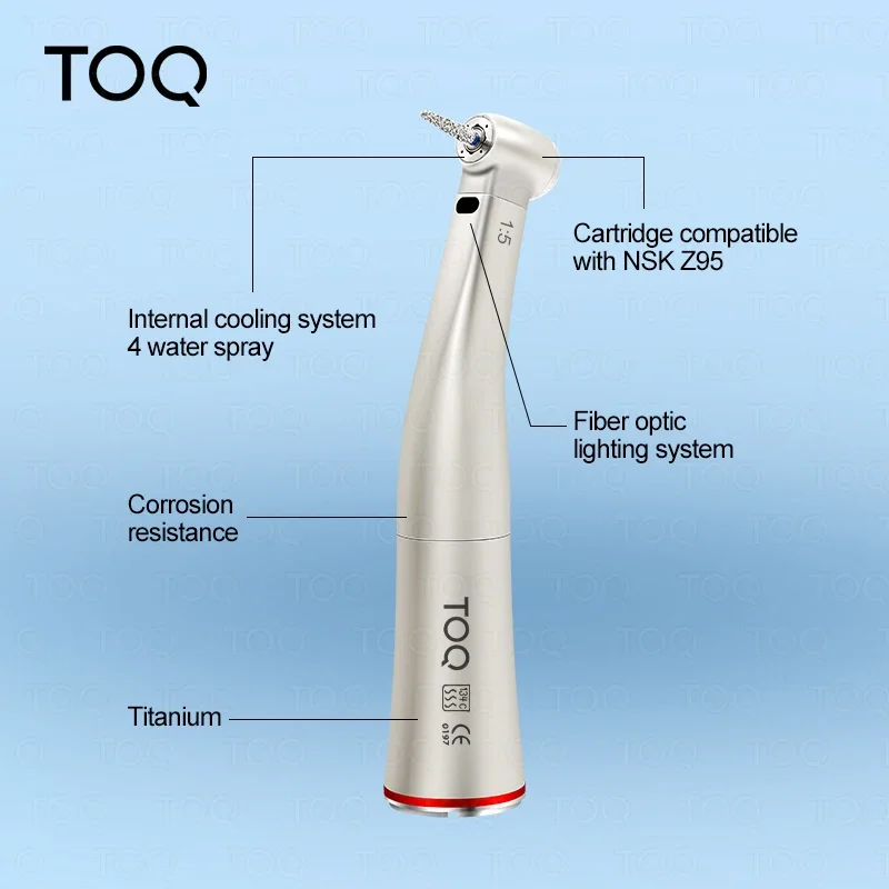 Ti Max Z95L contra angle Dental 1:5 Increasing Speed Handpiece Against Contra Angle LED Optic Fiber Quattro Spray Red Rings