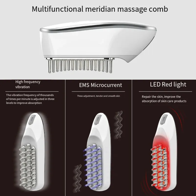 EMS Micro Electric Import Hair Care Comb, Multi-function Meridian Massage Comb, USB Rechargeable Hair Massage Brush